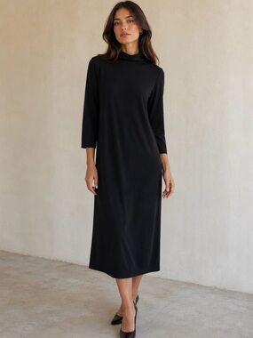 Diane Von Furstenberg DVF Concepts Vintage Mock Neck Sheath Dress Black Size S